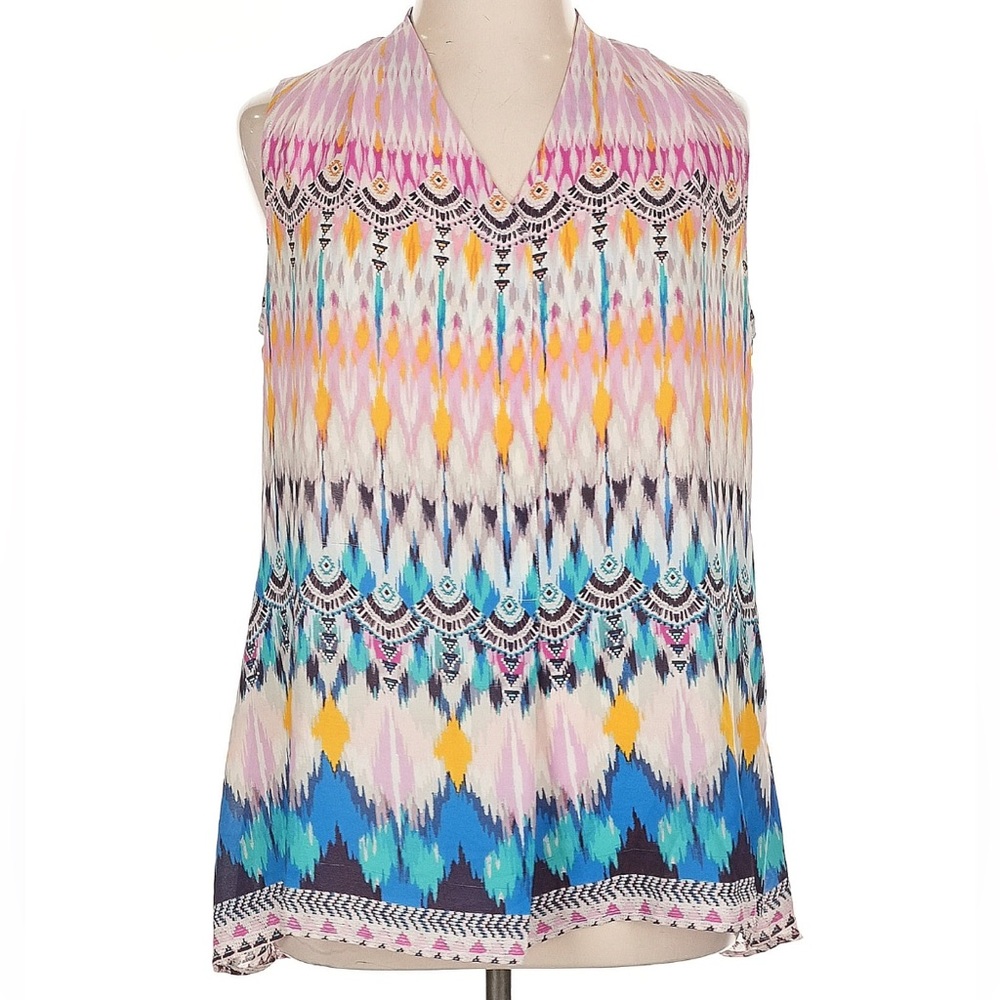 Rose & Olive Colorful Patterned Sleeveless Halter Blouse